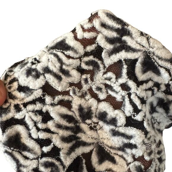 Anthropologie A’reve Cardigan L Black White Lace Knit Boho Open Front Sweater - Picture 5 of 8